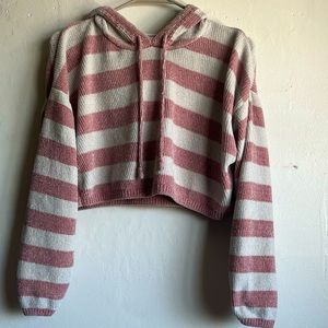 Angel Kiss, pink and white shirt with hood. Size medium